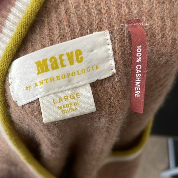 Maeve Anthropologie Brown Taupe 100% Cashmere Luxury Long Sleeve Sweater Soft - Picture 4 of 7